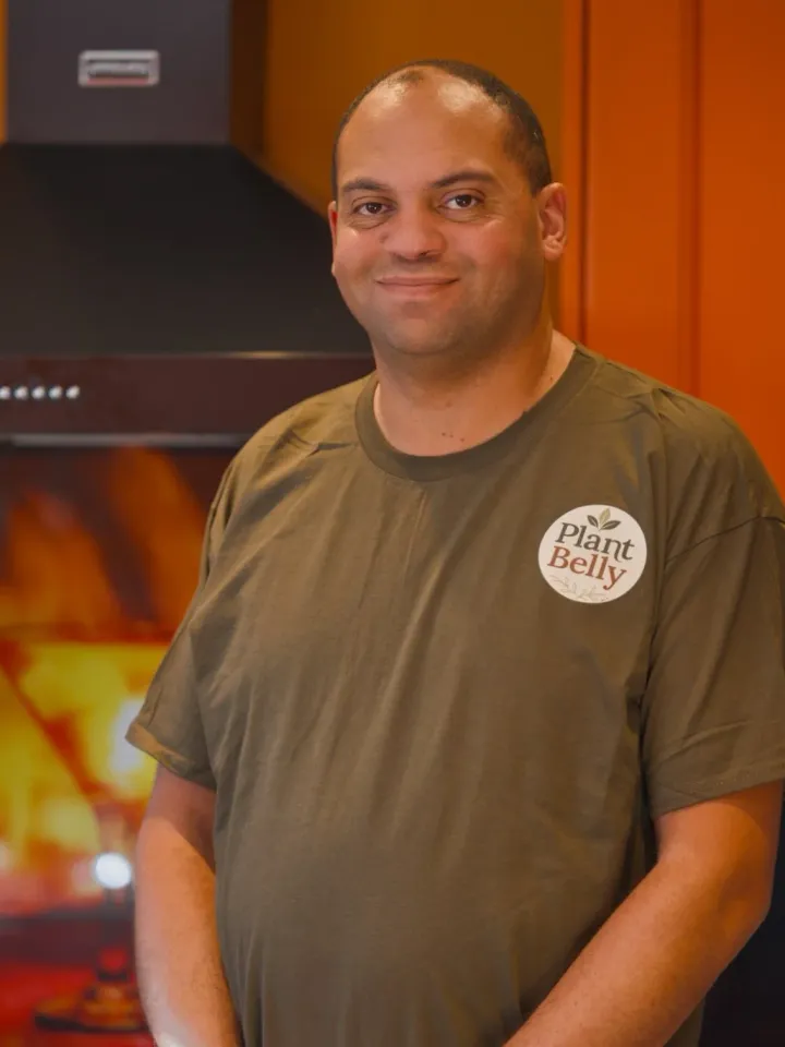 Dan, co-founder of Plantbelly, enjoying food